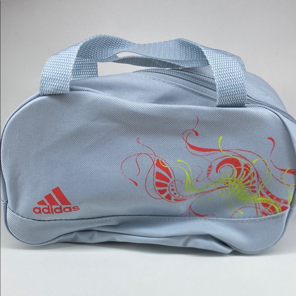 Adidas Sky Blue Small Accessory Bag with Red and Yellow Accents